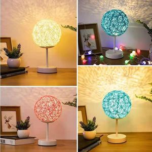 Table Lamps Creative And Warm Nordic Style Bamboo Rattan Lamp Bedroom Bedside Plug-in Feeding Wedding DecorationTable