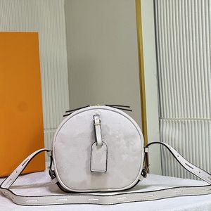 Bolsa de ombro de couro genuína Bolsas de gravação de fervilhas velhas bolsas de crossbody redondos