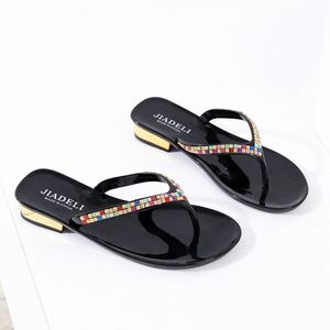 Sommer Strand Schuh Slipper Mode Frauen Hausschuhe Flip-Flops mit Strass Frauen Sandalen Casual Schuhe D89O #