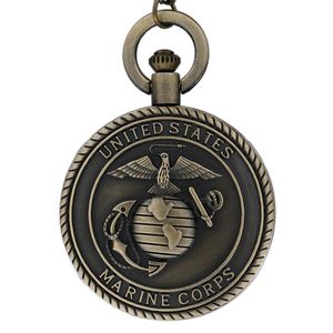 Pocket Watches Vintage Bronze Mens United States Navy Marine Corps Watch Gifts For Men Boys Retro Military Man Unisex