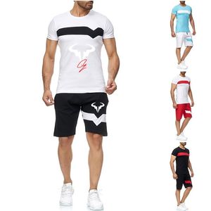 Rafael Nadal Men Tennis Player Summer Casual 2 PCS Sets Sportswear Short Sleeve T shirts Shorts Tracksuit 220616