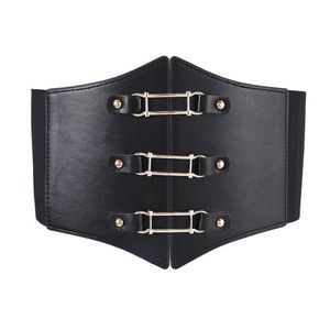 Kemerler Punk Alaşım Pimi Toka Geniş Kemer Kadınlar Avrupa ve Elastik Bayanlar Kelinled All-Match Perçin Snap Duthing Bantsbelts Beltsbelts