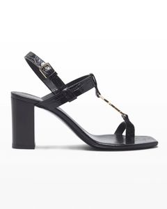 여성 샌들 하이힐 신발 럭셔리 디자인 카산드라 메달 발가락 고리 샌들 블랙 정품 가죽 시원한 샌들 상자