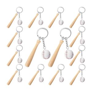 Schlüsselanhänger 16 Stück Mini-Baseball-Schlüsselanhänger mit Holzschläger für Sport-Themenparty, Team-Souvenir, Sportler, Belohnungen, Gefälligkeiten172k