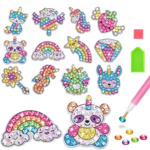 Kids Big Gem Diamond Painting Kit Create 12 Stickers DIY Arts Crafts Girls Boys Magical 5D Jigsaw puzzle by Numbers Toys Gift