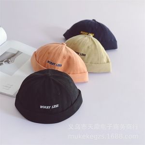 Japanische Harajuku Stil Kinder Pelz Beanie Hüte Säugling Baby Stickerei Buchstaben Kinder Hip Hop Cap Vermieter Baumwolle Hut Für Mädchen 220514