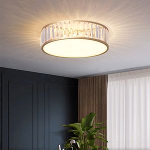 Modern Copper LED Crystal Ceiling Light Indoor Lighting Fixture Home Decoration Round Ceiling Lamps for Living Room Bedroom