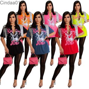 T-shirt feminino de designer de ver￣o Sexy Split Tassel Tops Printing Casual Fashion Fashion Fashion Clothing
