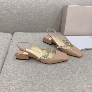 Lady Sandals Women 2022 High Heels Shoes 슬리퍼 Sandalias Mujer Loafers Flats 신발 디자이너 슬링 백 스트라스 크리스탈 노새