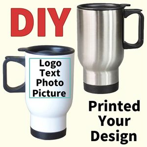 Diy Custom Print Bild Bild PO Text Rostfritt stål Muggbil Thermos Water Bottle Cup Personlig kreativ gåva 220704