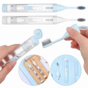 Brush Travel Portable Oral Tongue Cleaner Folding Toothbrush Clean Tools Outdoor Hold paste 220614