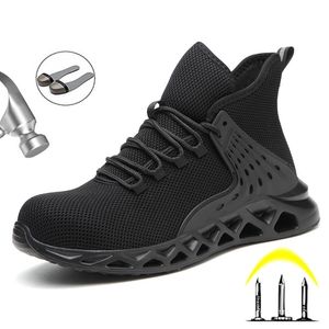 Oddychające buty bezpieczeństwa męskiego stalowe buty bezpieczeństwa męskie trampki robocze Kureproof robocze buty męskie buty Y200915