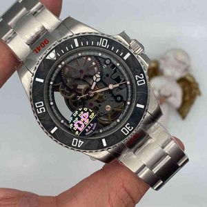 Uxury Watch Date Gmt Dial DP Модель качество Skeleton Asia Механическое движение мужские наручные часы 44 мм прозрачные автоматические часы03xh
