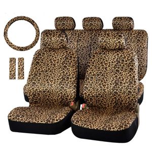 Car Seat Covers 12Pcs Leopard Set Styling Protector Universal Fit Most Cars Cover Auto Interior DrecoationCar