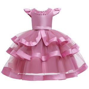 Kids Dresses For Girls Tutu Princess Children Evening Party Flower Wedding vestido 5 6 7 8 Year 220422