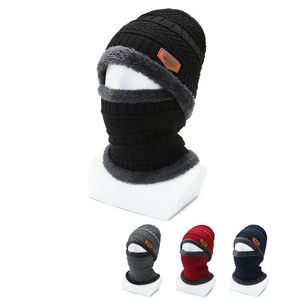 Beanie/Kafatası Kapakları Kış Beanie Şapkalar Erkekler için Kalıcı Poleane Aslı Eşarp Seti Sıcak Örgü Şapkas Kafa Boyun Isıtıcı ve Scarfbeanie/SKU