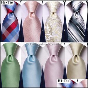 Bow Ties Fashion Accessories Green Solid Silk Wedding Tie For Men Handky Cufflink Gift Necktie Design Business Party Dropship Hi-Tie Drop De