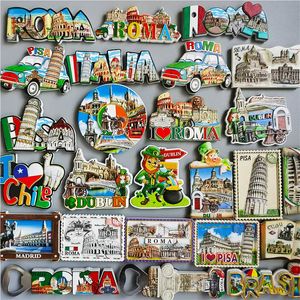 Italien Roma Kühlschrankmagnete Touristensouvenir Dublin Chile Pisa Brasilien 3D-Harz magnetischer Kühlschrankaufkleber Heimdekoration Geschenke 220718