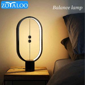 LED Table Lamp Balance Creative Light USB USB قابلة لإعادة الشحن اللمسات الساجنة ماجنة التبديل للهواء التبديل ليلا الضوء ديكور المنزل H220423