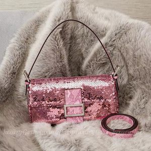 Designer Shoulder Baguette Bag for Women High Quality Luxury Fashion Crossbody Bags Sequin New Ladies Totes Bling Handbags Purses