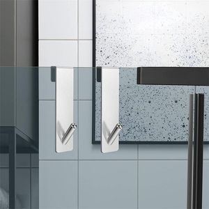 Hooks & Rails Bathroom Shower Door Hook Glass Towel Rack Stainless Steel Free Drilling Hanger Detachable Metal