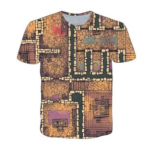 Herr t-shirts sommar 3d trycker labyrint grafisk t-shirt herr mode andas kreativ kort ärm personlighet hip hop topmen's