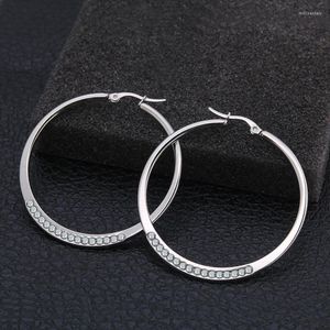 Hoop & Huggie Crystal Steel Big Circle Earrings Modern Smooth Round Creole Loop Earring Girl Stainless Jewelry WomanHoop HuggieHoop Mill22