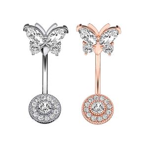 Crystal Belly Button Ring G Butterfly Belly Piercing Ombligo Oreja Steel Long Dangle Flower Navel Rings Sexy Body Jewelry
