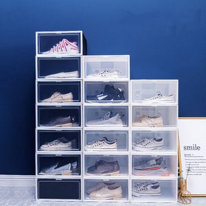 Plus size side opening basketball plastic shoe box men and women household storage box shoes rack
