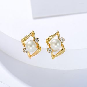 Brincos de pérolas coreanas para feminino para mulheres prateadas Crystal Clear CZ