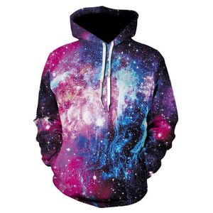 Uzay Galaxy Hoodies 3D Sweatshirts Menwomen Hoodie Baskı Yıldız Nebula Çift Takip Sonbahar Kış Kışlı Kapüşonlu Üstler Giyim L220704