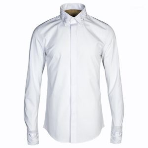 Оригинальный китайский стиль белая рубашка мужчины мода тенденция бренда мужская одежда с длинным рукавом хлопковые рубашки мужской бизнес-хозяйство