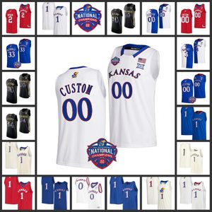 Maglia da basket KU Kansas Jayhawks 2022 NCAA Final Four cucita personalizzata 2 Christian Braun 44 Mitch Lightfoot 20 Michael Jankovich 31 Cam Martin 13 Charlie McCarthy