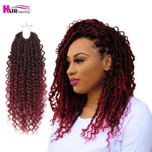 14-18 pollici Dea Faux Locs Crochet Capelli Ricci Trecce Estensioni intrecciate sintetiche per donne nere Expo City 220610