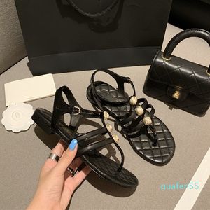 Designers Fashion Luxury Low Heel Pearl Accessories Sandals Simple and Elegant Diamond Lattice Leather Lace-Up Ankle Heel