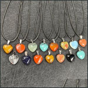 Arts And Crafts Natural Stone Irregar Heart Shape Pendant Necklace Lots Quartz Healing Crystal Rope Chain Collar For Wome Sports2010 Dhwa0