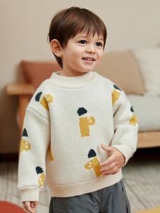 Maglione a spalla scesa con motivo grafico per bambini piccoli SHE01