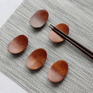 Oval Shape Chopsticks Holder Wooden Coffee Spoon Support Holders Hotel Chopstick Knives Forks Stand Household Kitchen Supplies BH6391 TYJ