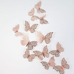 12 sztuk 3D Hollow Paper Motyl Motyl Naklejka Ścienna Piękny Naklejka Ścienna Do Wesele Dekoracji Home Decoration