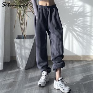 Graue Joggingpant Sommer Frühling Streetwear Hosen Hohe Taille Joggers Lose Sport 220325