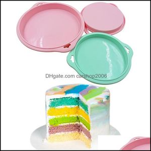 Baking Mods Bakeware Kitchen Dining Bar Home Garden 4Pcs 6/8Inch Sile Layered Round Cake Mold Pizza Pans Diy Dessert Kitchen Green Drop D