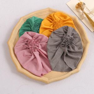 CAPS HATS Baby Flower Turban Knit Babes Elastic Hair Accessories Girls Beanie Bonnet Ribbed Bow pannband Caps