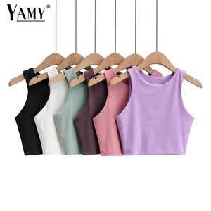 Summer white crop top women sexy tank vintage cute s woman pink black s punk streetwear 220325