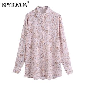 Moda Moda Paisley Imprimir blusas de chiffon soltas vintage Buttonup de manga longa Camisas femininas BLUSAS CHIC TOPS 210416