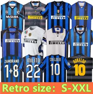 Men's T-shirts Finals 2009 Milito Sneijder Zanetti Retro Jersey Eto'o 97 98 99 01 02 03 Djorkaeff Baggio Adriano Milan 10 11 07 08 09 Inter Batistuta Zamorano