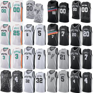 Skärmtryckt basket dejounte Murray Jersey 5 Keldon Johnson 3 Jakob Poeltl 25 Lonnie Walker IV 1 Doug McDermott 17 Derrick White 4 Josh Richardson 7 Sport Top