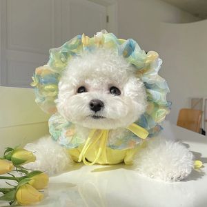 luxury designer dog apparel hat pet supplies French Bulldog Floral headwear Bichon Frise Hair Ornaments Cat Hat