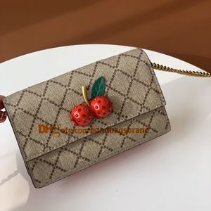 481291 cherry chain shoulder bags women cherry waist bags Luxury designer messenger bag leather crossbody bag fashion clutch bag business bags size W16.5xH10xD4cm