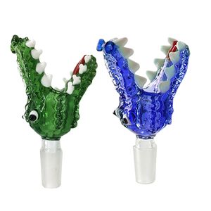 Colored Crocodile Glass Bowls Smoking Slide 14mm 18mm Filter Thick Bowl Joints For Bongs Hookah Water Pipe