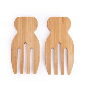 Bamboo Salad Claws Stirring Salad Pasta Fruit Western Food Completely Bamboo Server Salad Spoon Non-slip Easy Clean Kitchen Tool LX4920
